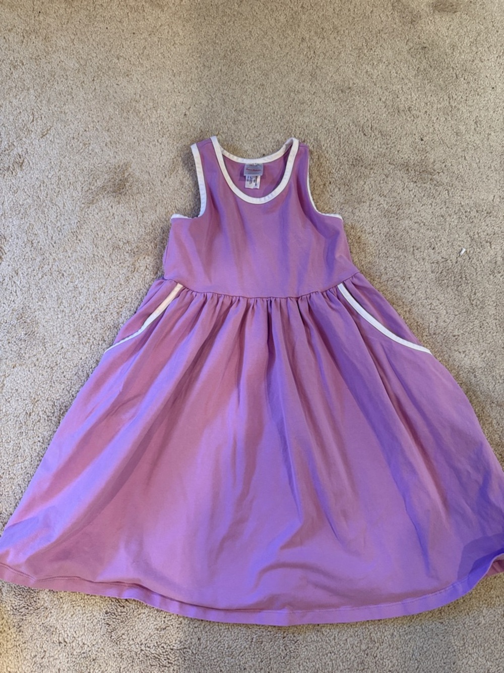 Hanna Andersson Purple Sleeveless Dress with White Trim